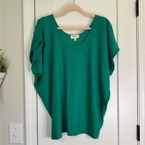 Kim & Cami Green eyelet Wedge Shape Top